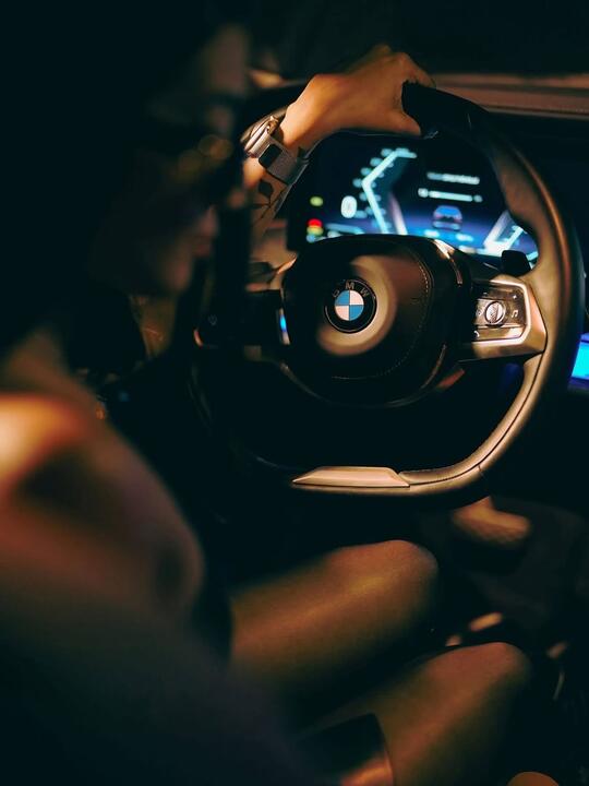 Instrument cluster and steering wheel detail