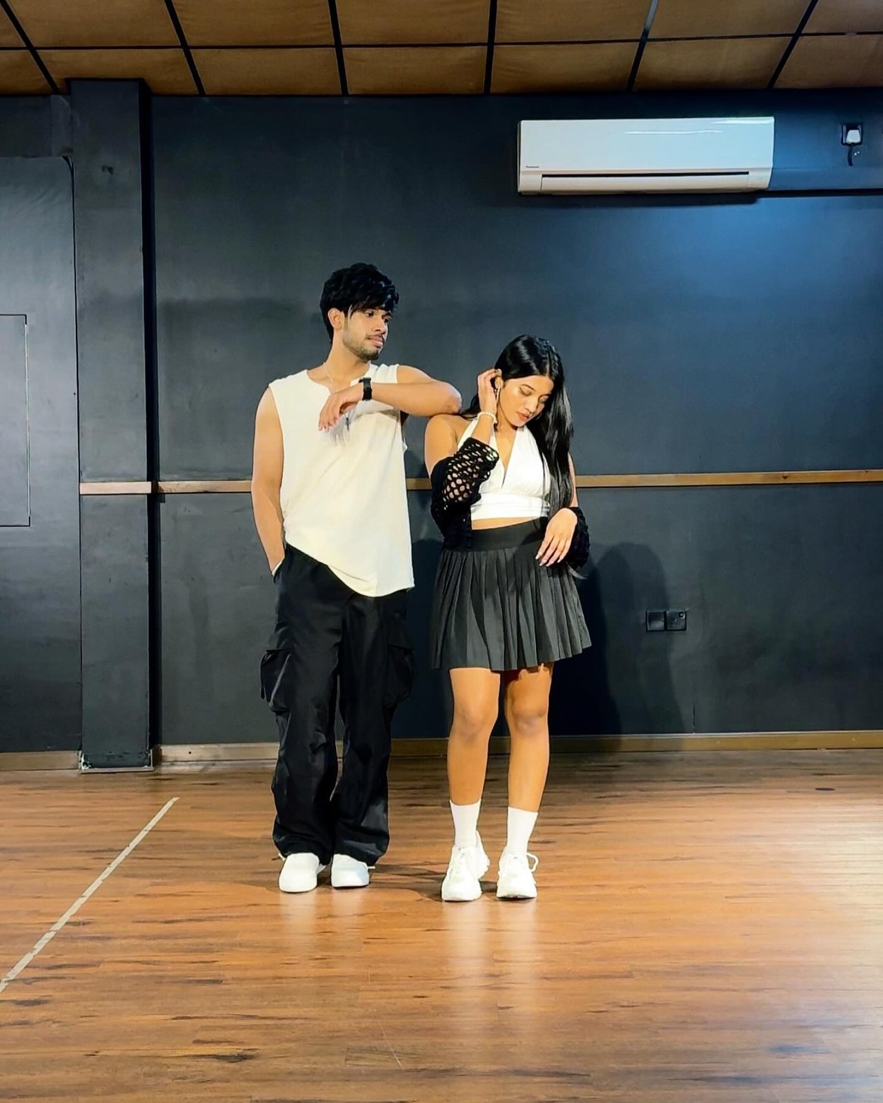 Maneesha rehearsing a partner routine in the Colombo studio