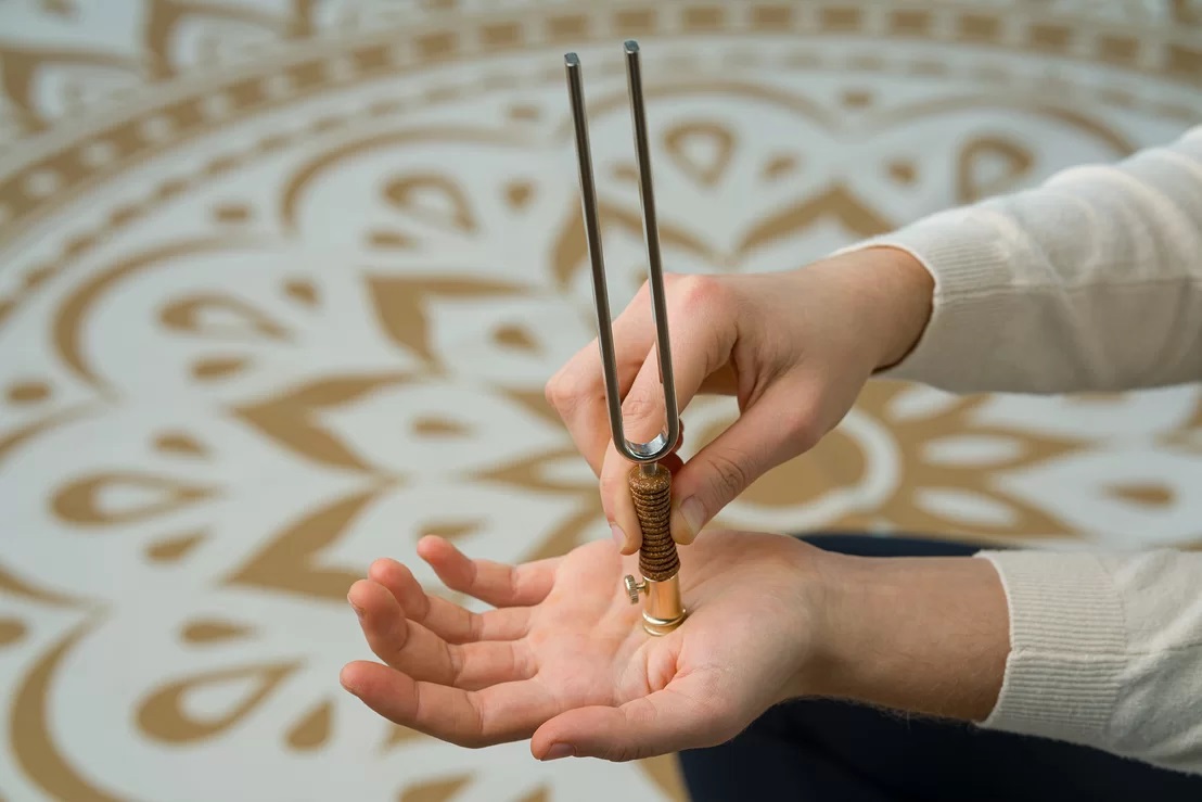 Sound therapy tuning forks used for relaxation