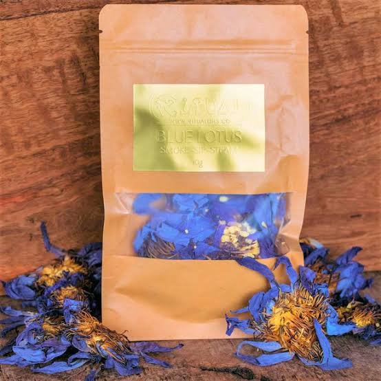 Ritual Oils Blue Lotus flower tea pouch with dried petals
