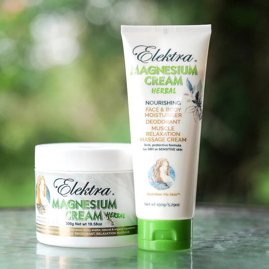 Elektra Herbal Magnesium Cream tube and jar